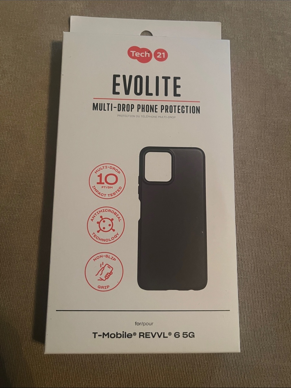 tech21 Evolite Black Phone Case for T-Mobile REVVL 6 5G